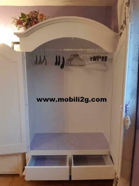 Armadio cappello tondo bianco opaco shabby 125x60x200 (1245) - Mobili 2G