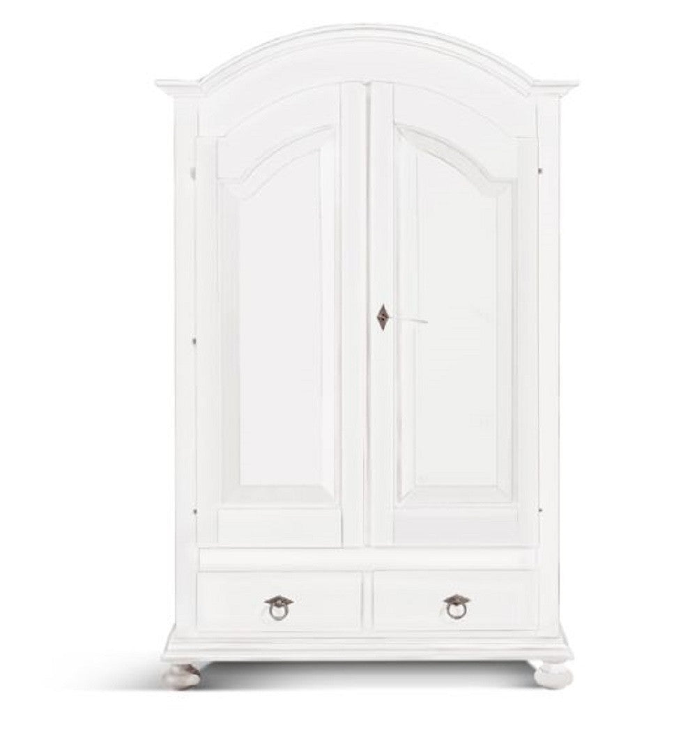 Armadio cappello tondo bianco opaco shabby 125x60x200 (1245) - Mobili 2G
