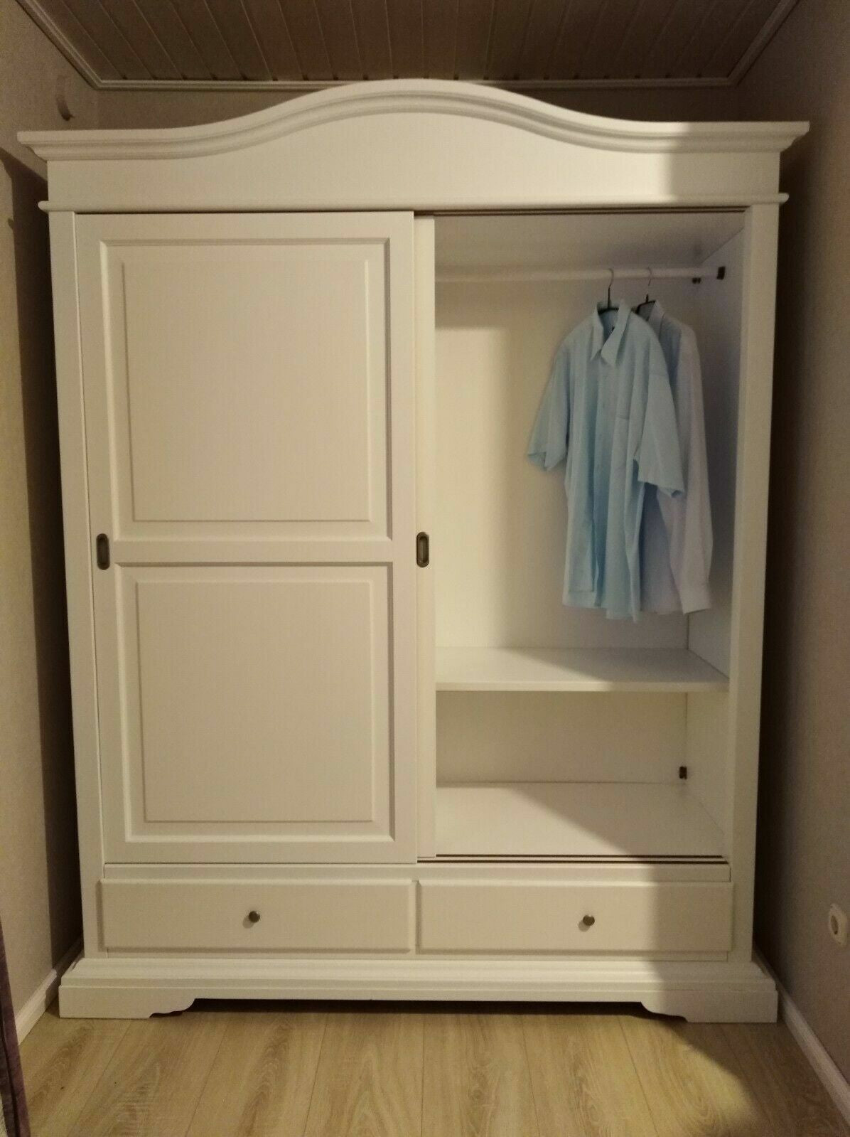 Armadio classico 2 ante scorrevoli avorio pennellato con decori 180x67x225 - Mobili 2G