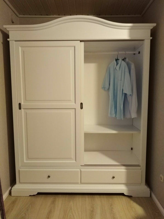 Armadio classico 2 ante scorrevoli legno avorio patinato 180x67x225 - Mobili 2G