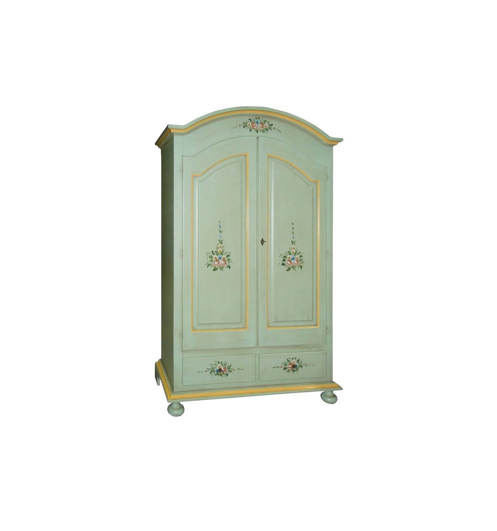 Armadio classico 2 ante shabby legno verde con decori 125x61x200 - Mobili 2G