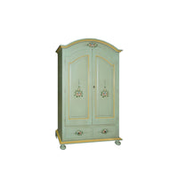 Armadio classico 2 ante shabby legno verde con decori 125x61x200 - Mobili 2G