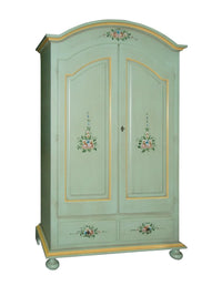 Armadio classico 2 ante shabby legno verde con decori 125x61x200 - Mobili 2G