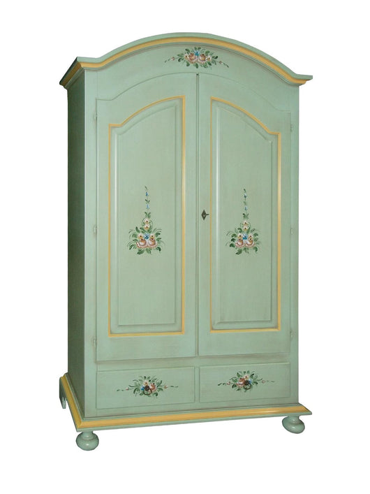 Armadio classico 2 ante shabby legno verde con decori 125x61x200 - Mobili 2G