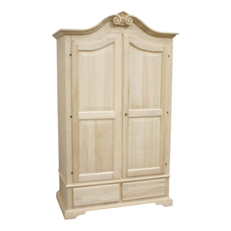 armadio classico 2 porte 2 cassetti legno grezzo 122x60x204 (1206) - Mobili 2G