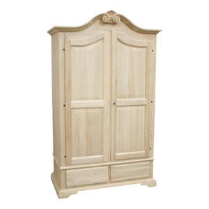 armadio classico 2 porte 2 cassetti legno grezzo 122x60x204 (1206) - Mobili 2G