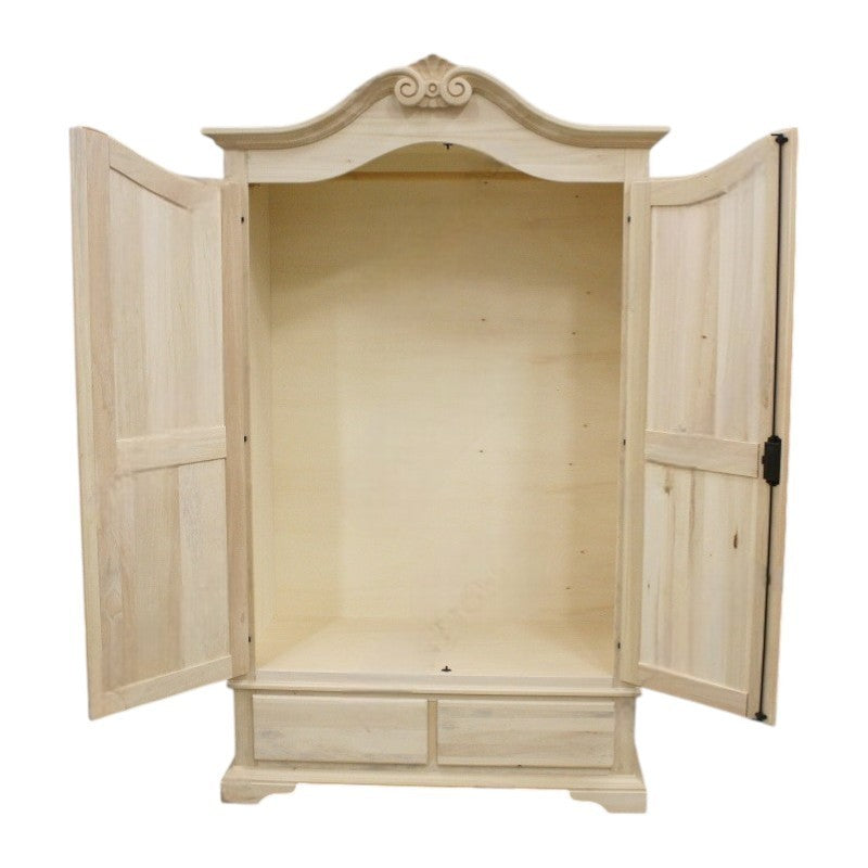 armadio classico 2 porte 2 cassetti legno grezzo 122x60x204 (1206) - Mobili 2G