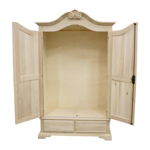 armadio classico 2 porte 2 cassetti legno grezzo 122x60x204 (1206) - Mobili 2G