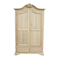 armadio classico 2 porte 2 cassetti legno grezzo 122x60x204 (1206) - Mobili 2G