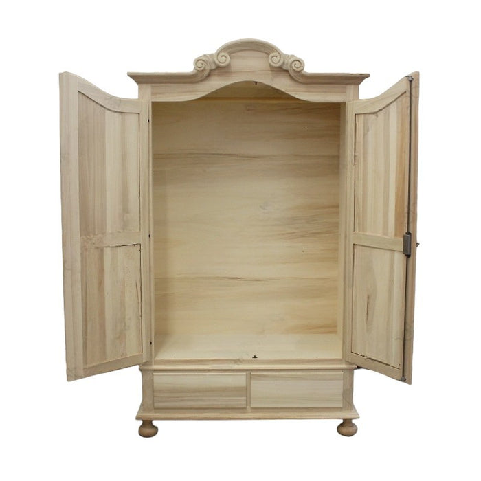 armadio classico 2 porte 2 cassetti legno grezzo 122x60x204 - Mobili 2G