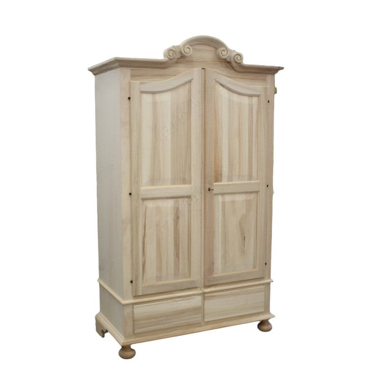 armadio classico 2 porte 2 cassetti legno grezzo 122x60x204 - Mobili 2G