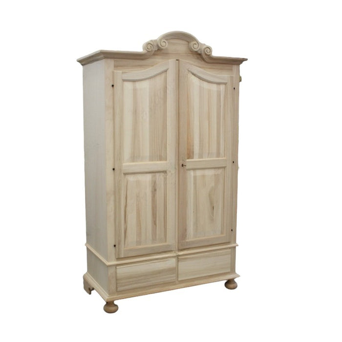 armadio classico 2 porte 2 cassetti legno grezzo 122x60x204 - Mobili 2G