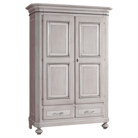Armadio classico 2 porte 2 cassetti legno shabby tortora grigio 135x63x203 (1465) - Mobili 2G