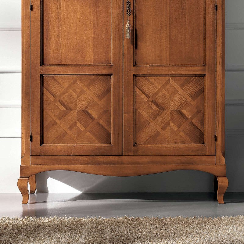 Armadio classico 2 porte intarsiate legno bassano 126x62x207 - Mobili 2G