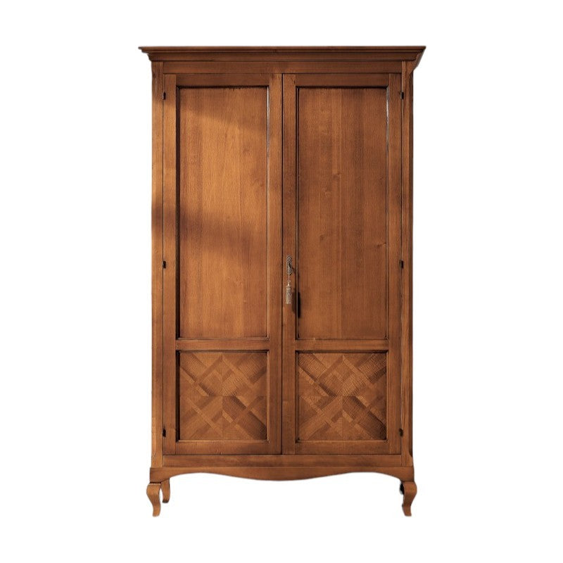 Armadio classico 2 porte intarsiate legno bassano 126x62x207 - Mobili 2G