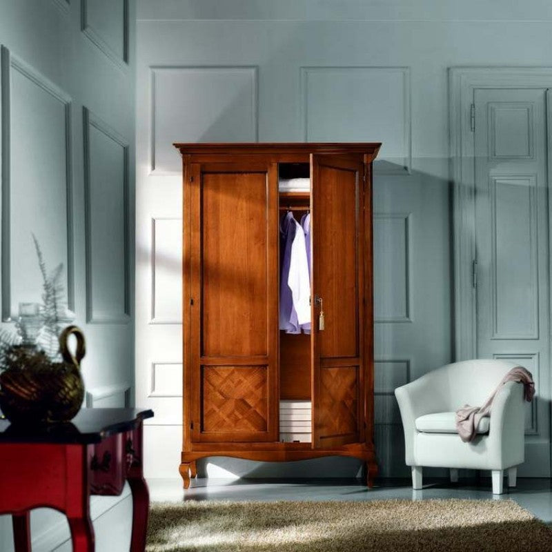 Armadio classico 2 porte intarsiate legno bassano 126x62x207 - Mobili 2G