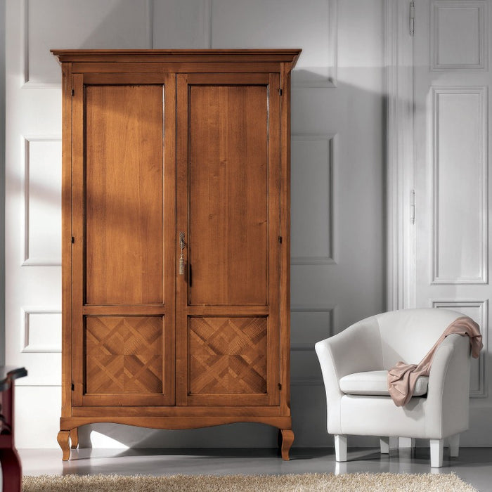 Armadio classico 2 porte intarsiate legno bassano 126x62x207 - Mobili 2G