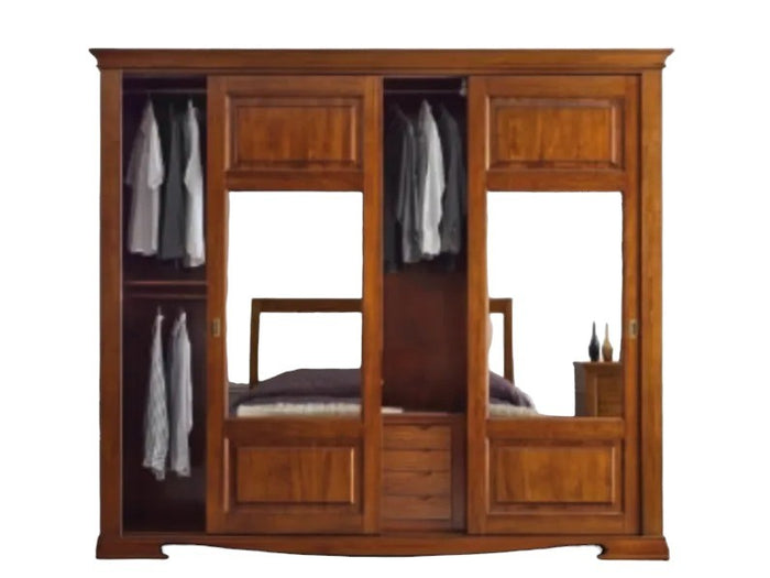 Armadio classico 3 ante scorrevoli in legno vetro finitura bassano 294x65x258 - Mobili 2G