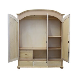 armadio classico 3 porte 3 cassetti legno grezzo 181x61x224 - Mobili 2G