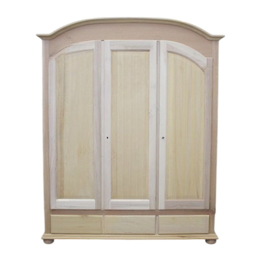 armadio classico 3 porte 3 cassetti legno grezzo 181x61x224 - Mobili 2G