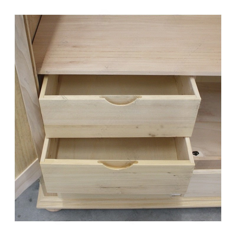 armadio classico 3 porte 3 cassetti legno grezzo 181x61x224 - Mobili 2G