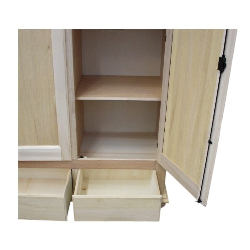 armadio classico 3 porte 3 cassetti legno grezzo 181x61x224 - Mobili 2G