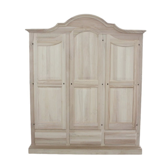  armadio classico 3 porte 3 cassetti legno grezzo 185x62x220 - Mobili 2G