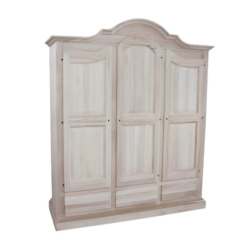  armadio classico 3 porte 3 cassetti legno grezzo 185x62x220 - Mobili 2G