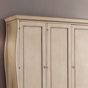 Armadio classico 3 porte in legno shabby avorio tortora 182x64x212 (1478) - Mobili 2G