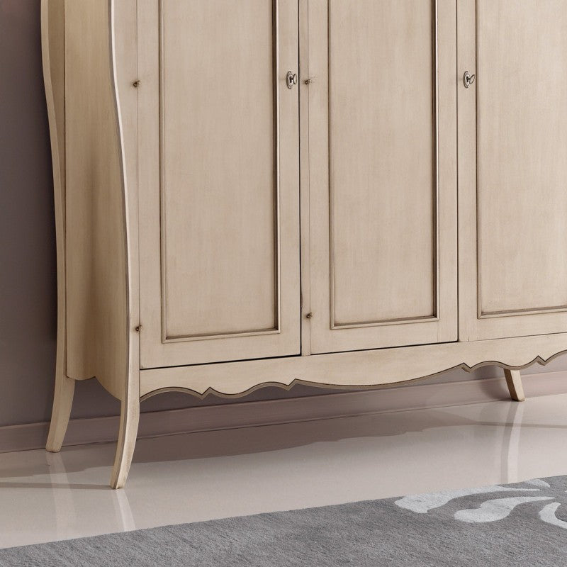 Armadio classico 3 porte in legno shabby avorio tortora 182x64x212 (1478) - Mobili 2G