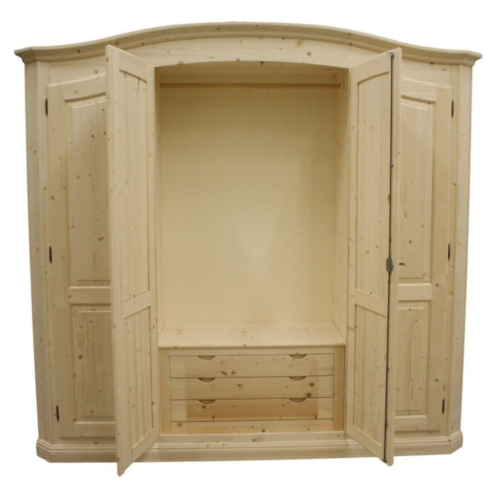  armadio classico 4 porte legno massello abete grezzo 231x63x219 - Mobili 2G