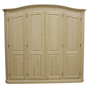  armadio classico 4 porte legno massello abete grezzo 231x63x219 - Mobili 2G