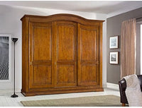 Armadio classico in legno 3 porte scorrevoli tinta noce l.294 p.68 h.265
