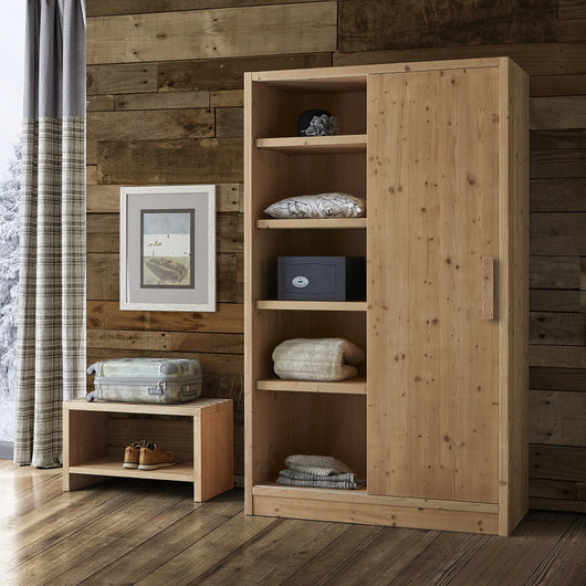 Armadio cortina 1 anta scorrevole legno massello di abete 125x55x220 - Mobili 2G