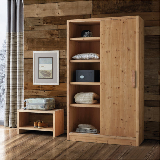 Armadio cortina 1 anta scorrevole legno massello di abete 125x55x220 - Mobili 2G