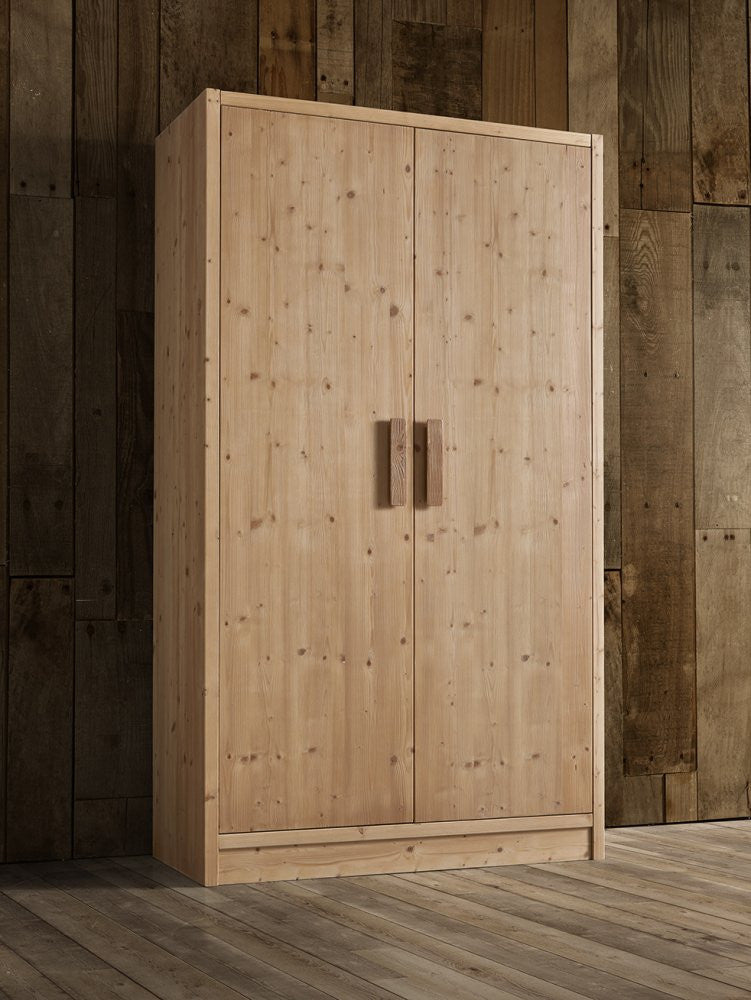 Armadio cortina 2 ante in legno massello di abete 125x55x220