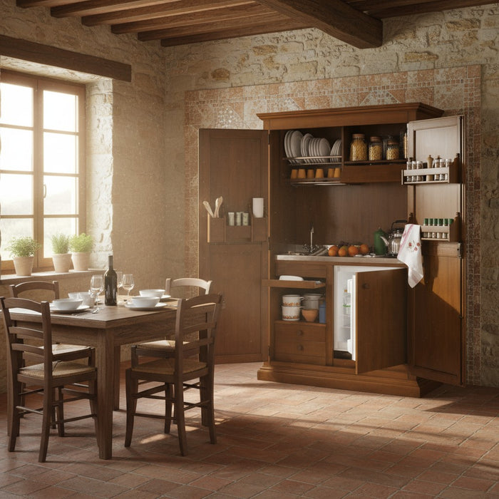 Armadio cucina arte povera in legno cucina 2 porte 135x70x210 | kit completo elettrodomestici: armadio cucina senza elettrodomestici - Mobili 2G