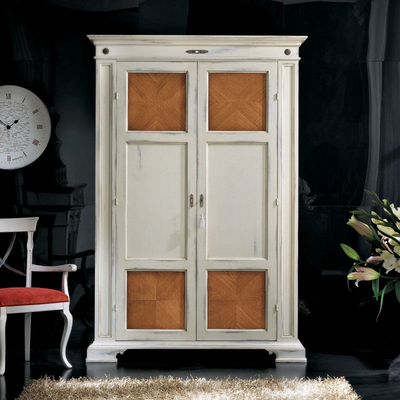 Armadio dispensa 2 porte legno bicolore shabby 143x56x210 - Mobili 2G
