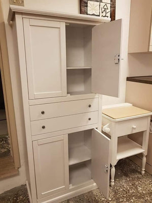 Armadio dispensa 4 porte arte povera in legno bianco 80x40x170 (1394) - Mobili 2G