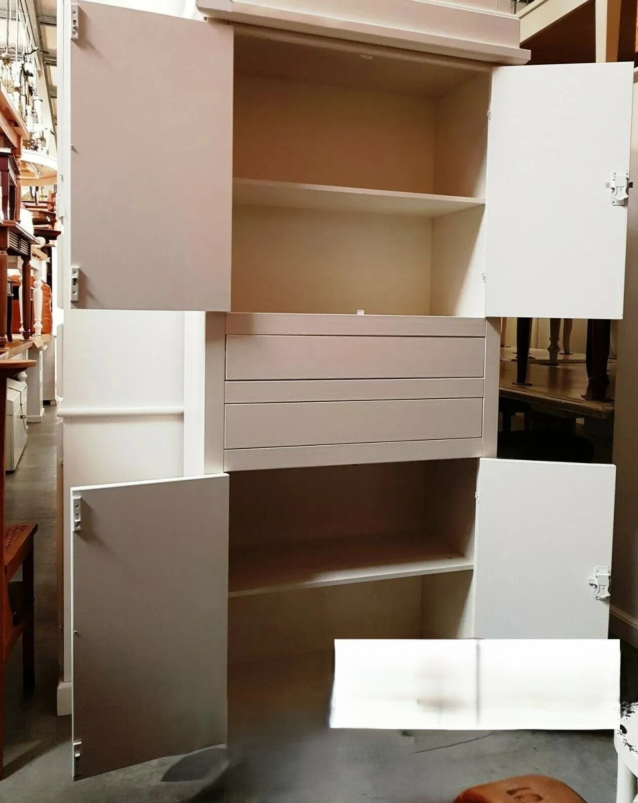 Armadio dispensa 4 porte arte povera in legno bianco 80x40x170 (1394) - Mobili 2G