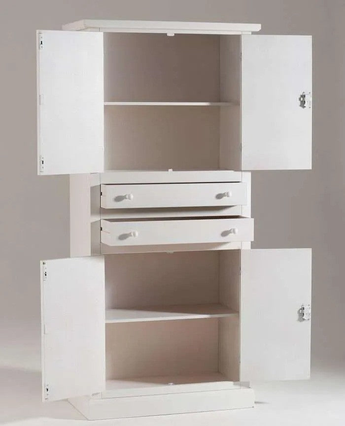 Armadio dispensa 4 porte arte povera in legno bianco 80x40x170 (1394) - Mobili 2G