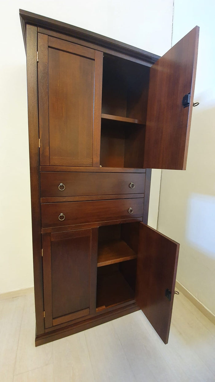 Armadio dispensa 4 porte arte povera in legno tinta noce 80x40x170 (394) - Mobili 2G