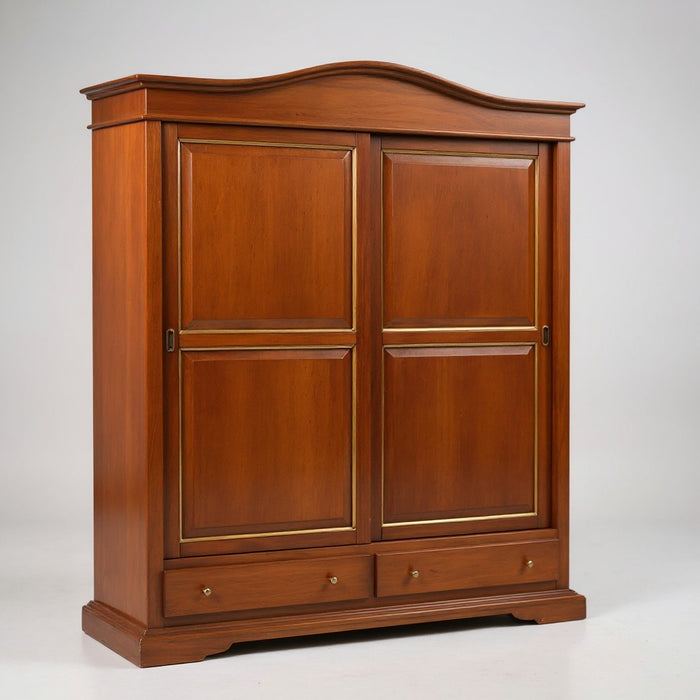 Armadio in legno 2 ante scorrevoli tinta noce profilo oro l.180 p.67 h.225 - Mobili 2G