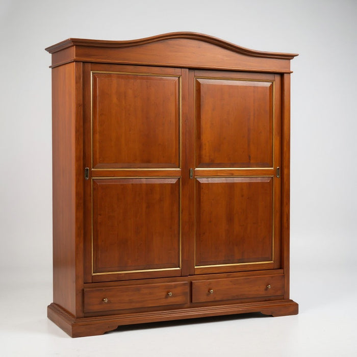 Armadio in legno 2 ante scorrevoli tinta noce profilo oro l.180 p.67 h.225 - Mobili 2G