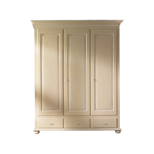 Armadio in legno 3 ante shabby avorio 183x62x227 - Mobili 2G