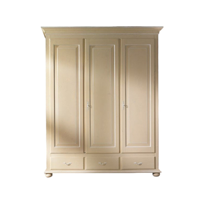 Armadio in legno 3 ante shabby avorio 183x62x227 - Mobili 2G