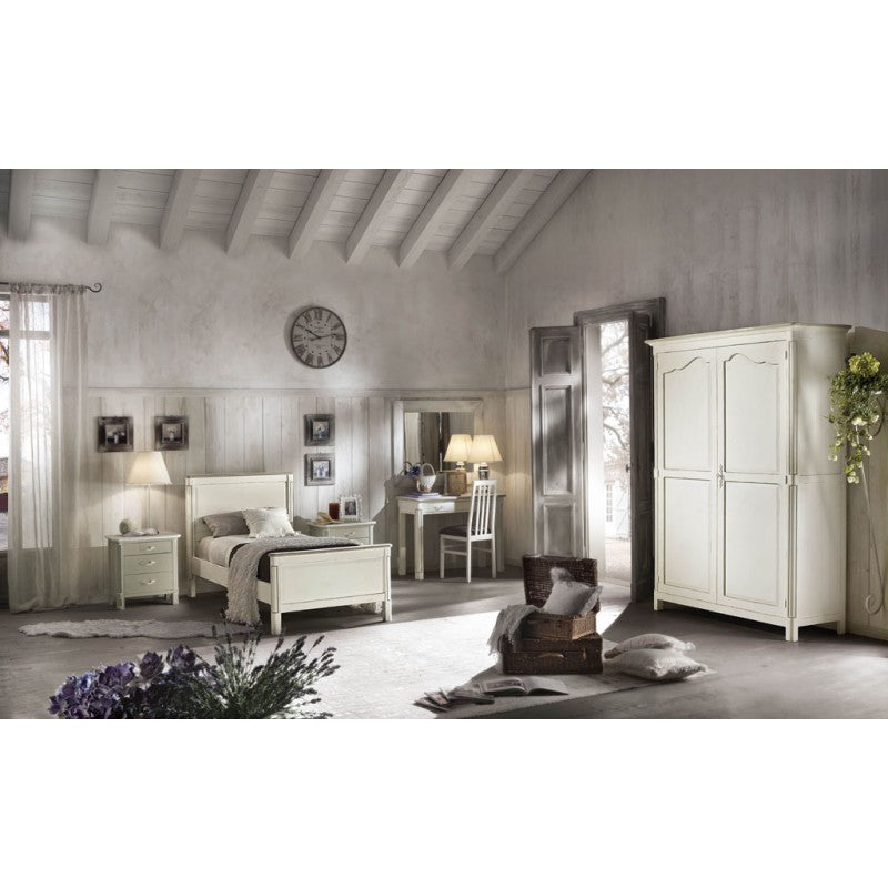 Armadio in legno arte povera 2 ante shabby bianco 157x60x217 (3203) - Mobili 2G