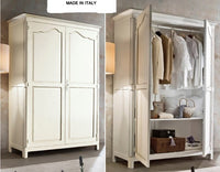 Armadio in legno arte povera 2 ante shabby bianco 157x60x217 (3203) - Mobili 2G