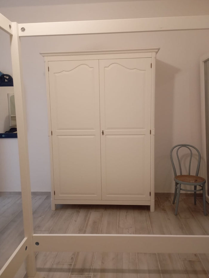 Armadio in legno arte povera 2 ante shabby bianco 157x60x217 (3203) - Mobili 2G