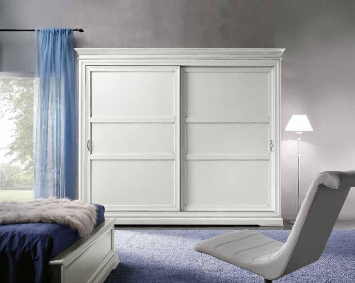 Armadio in legno classico 2 ante scorrevoli legno bianco 300x68x255 - Mobili 2G